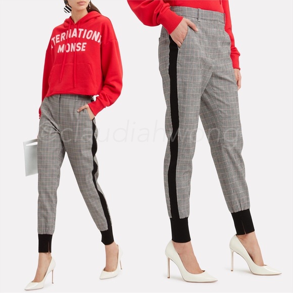 3.1 PHILLIP LIM Plaid Wool Jogger Trouser Pants in Black White
